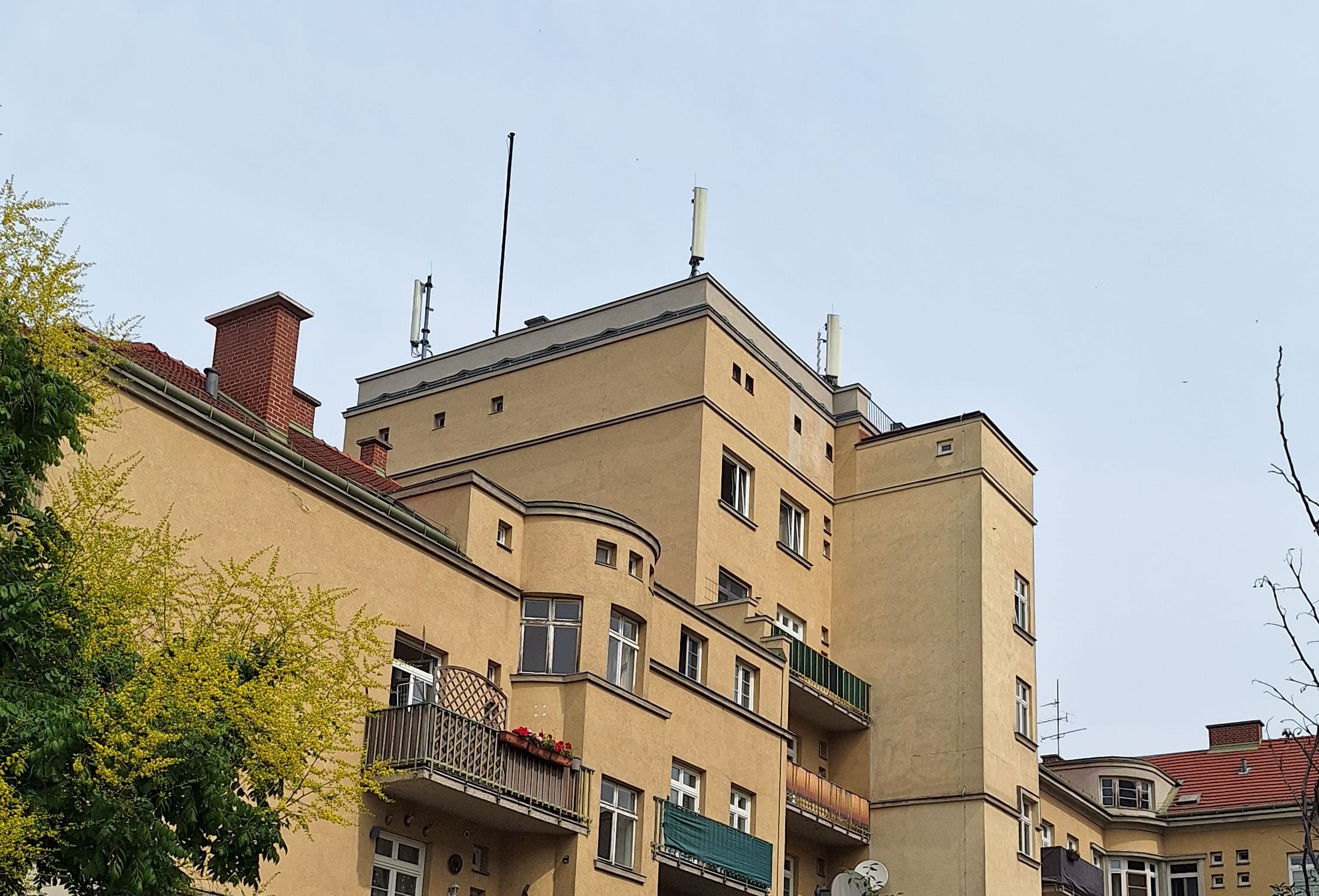 Residential building with telecommunications